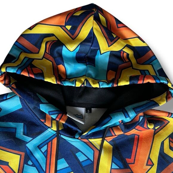 Denis Daily YouTuber Merchandise Blue Graffiti Pullover Hoodie Men’s Size S - Picture 3 of 7